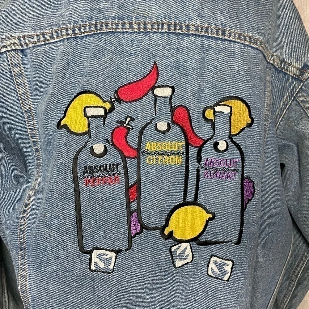 1990s Vintage Gap denim Absolut Vodka Promo Jacket small - Picture 2 of 7